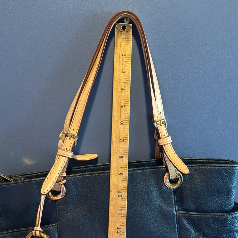 Michael Kors Small Tote Bag navy blue with tan straps - Picture 13 of 13